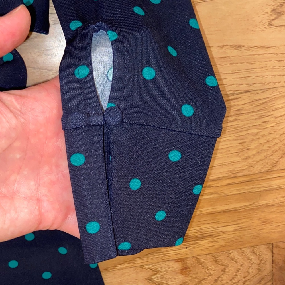 Ann Taylor Dark Blue Dress with Teal Dots - Picture 5 of 7